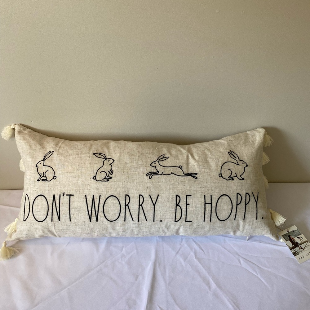 Rae Dunn Pillow with Bunny Design
